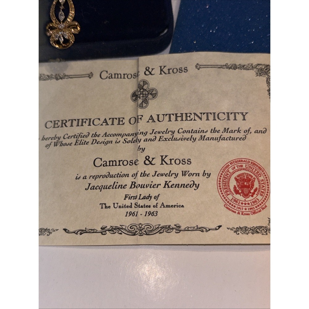 Camrose & Kross JBK Vintage Gold Tone Cross Pendant Necklace Certificate In Box - Picture 4 of 5
